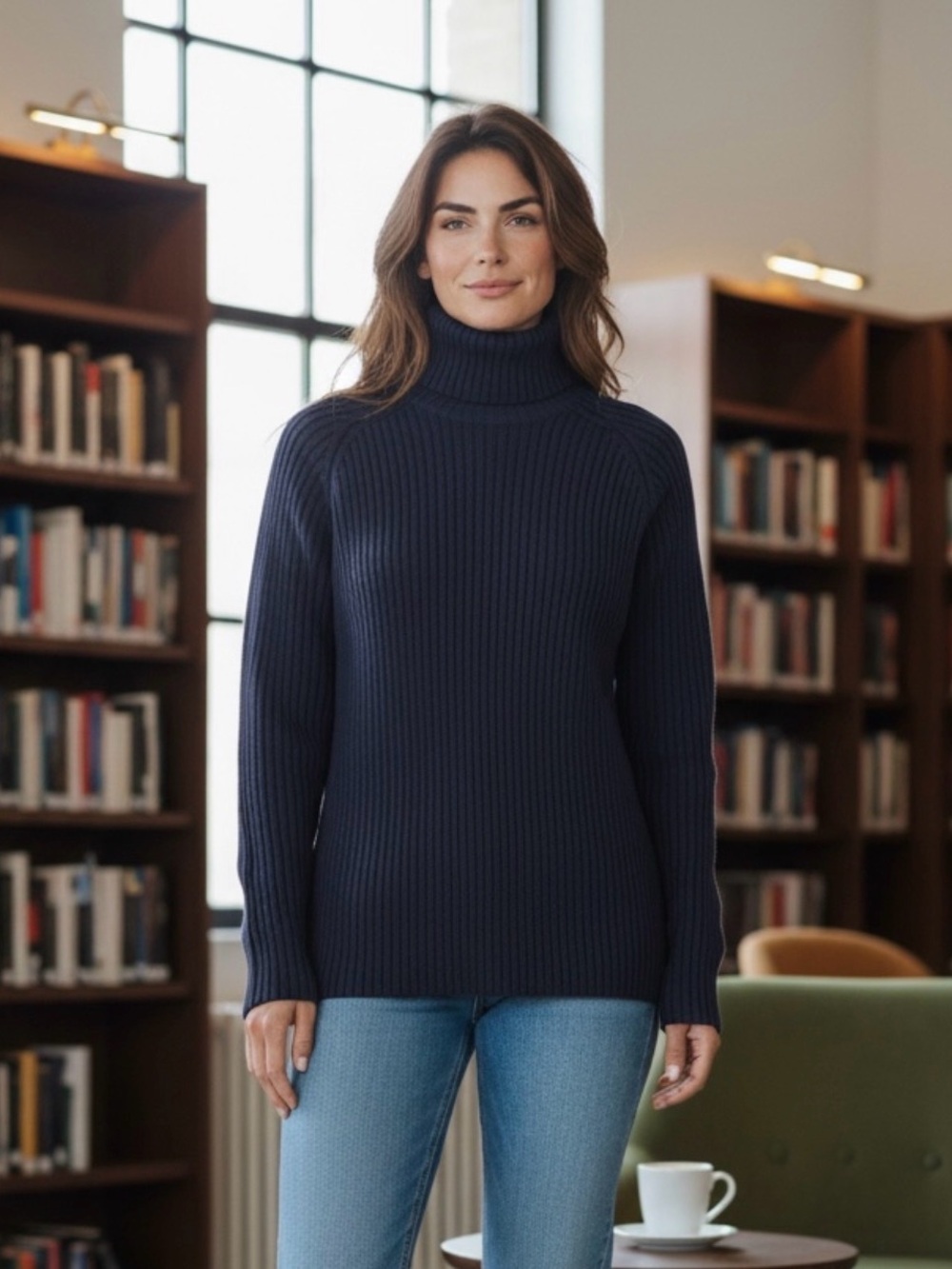 Nautica Women’s Turtleneck Ribbed Sweater - Navy